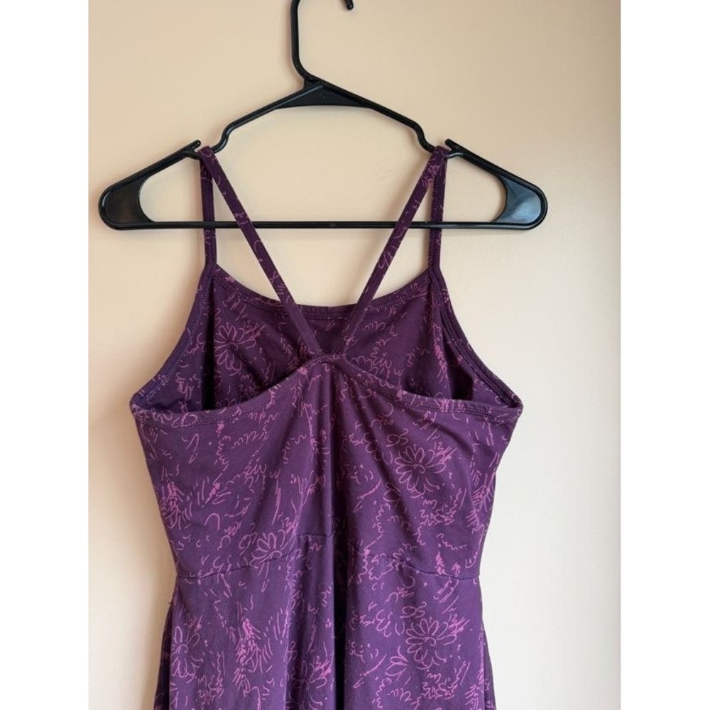 Pact Floral Organic Cotton Midi Dress Sz M Purple Criss Cross Back Beach Coastal - Picture 6 of 13